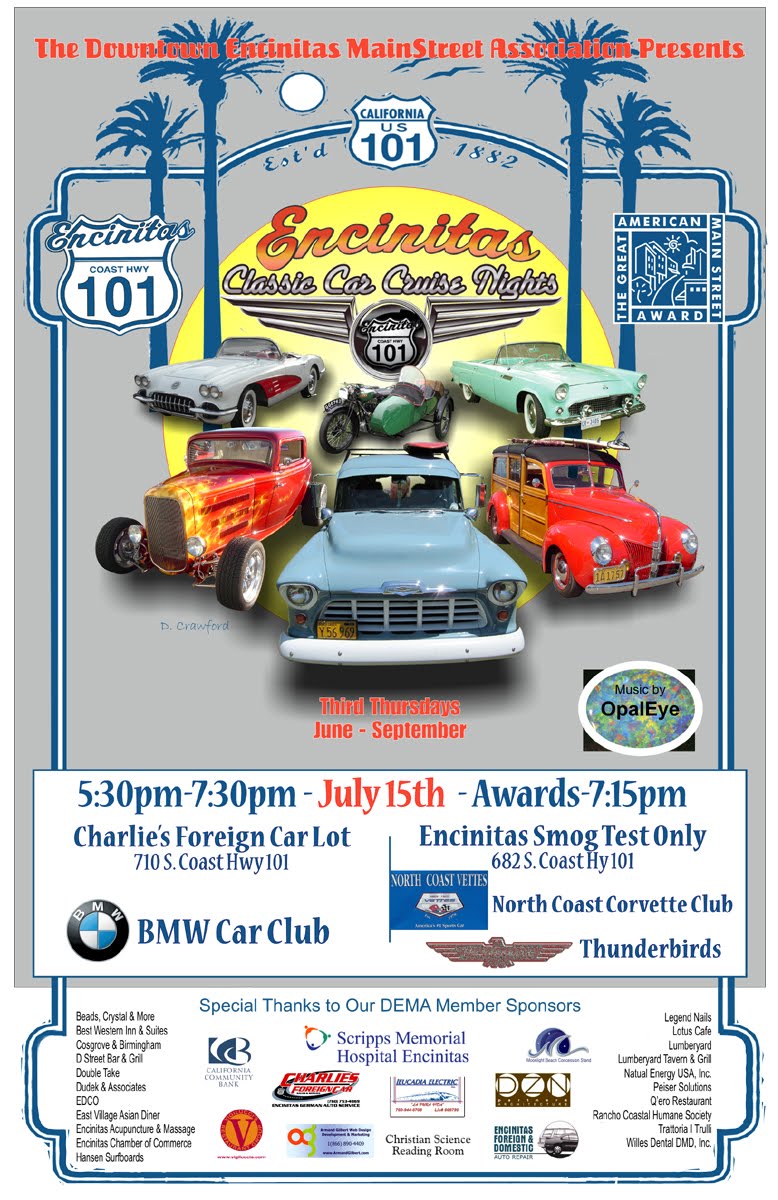 Just A Car Guy Encinitas needs more Cobras and Tbirds, the cruise is